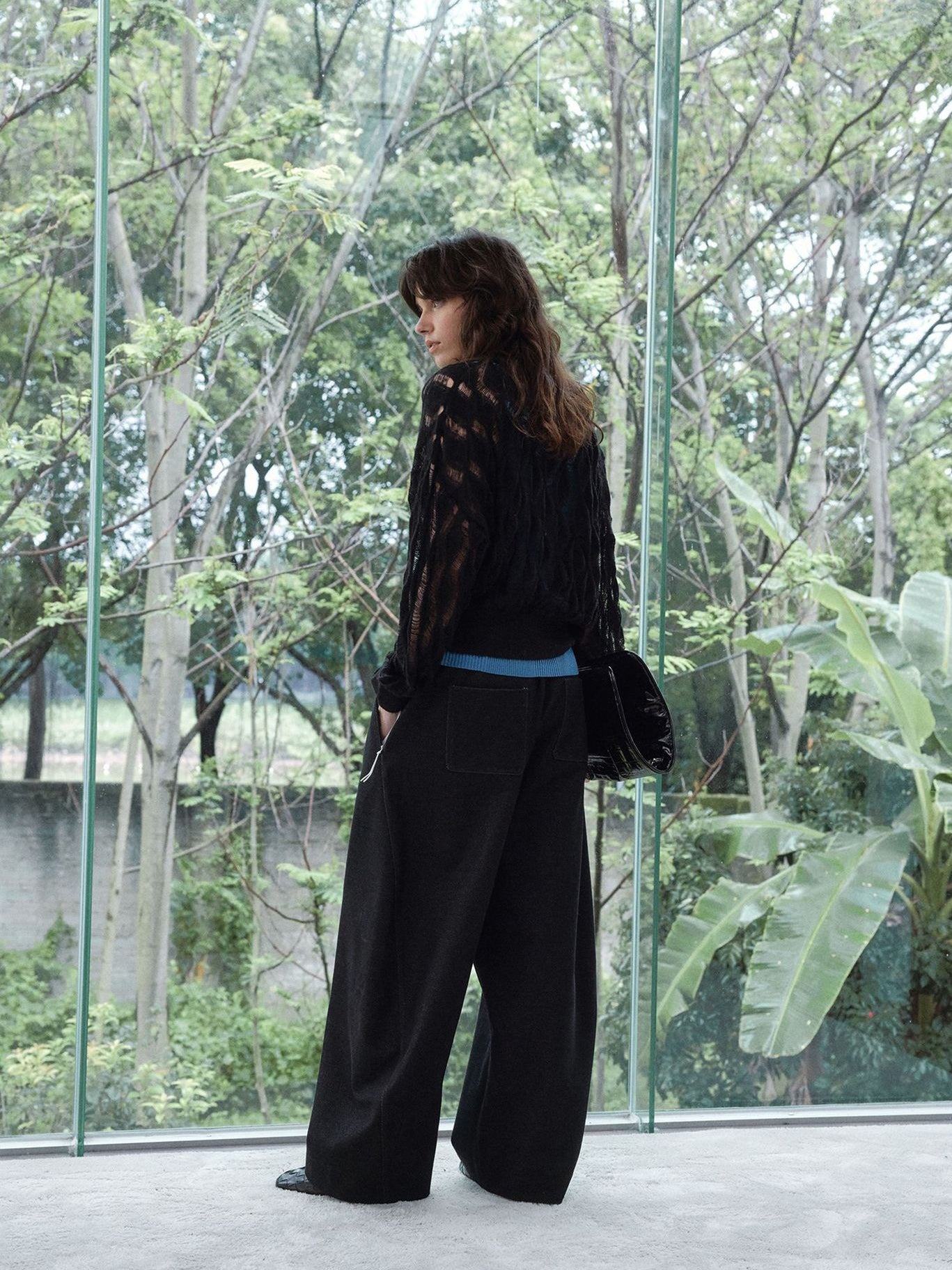 アルパカウール混 ダイヤ柄シアーニットプルオーバー