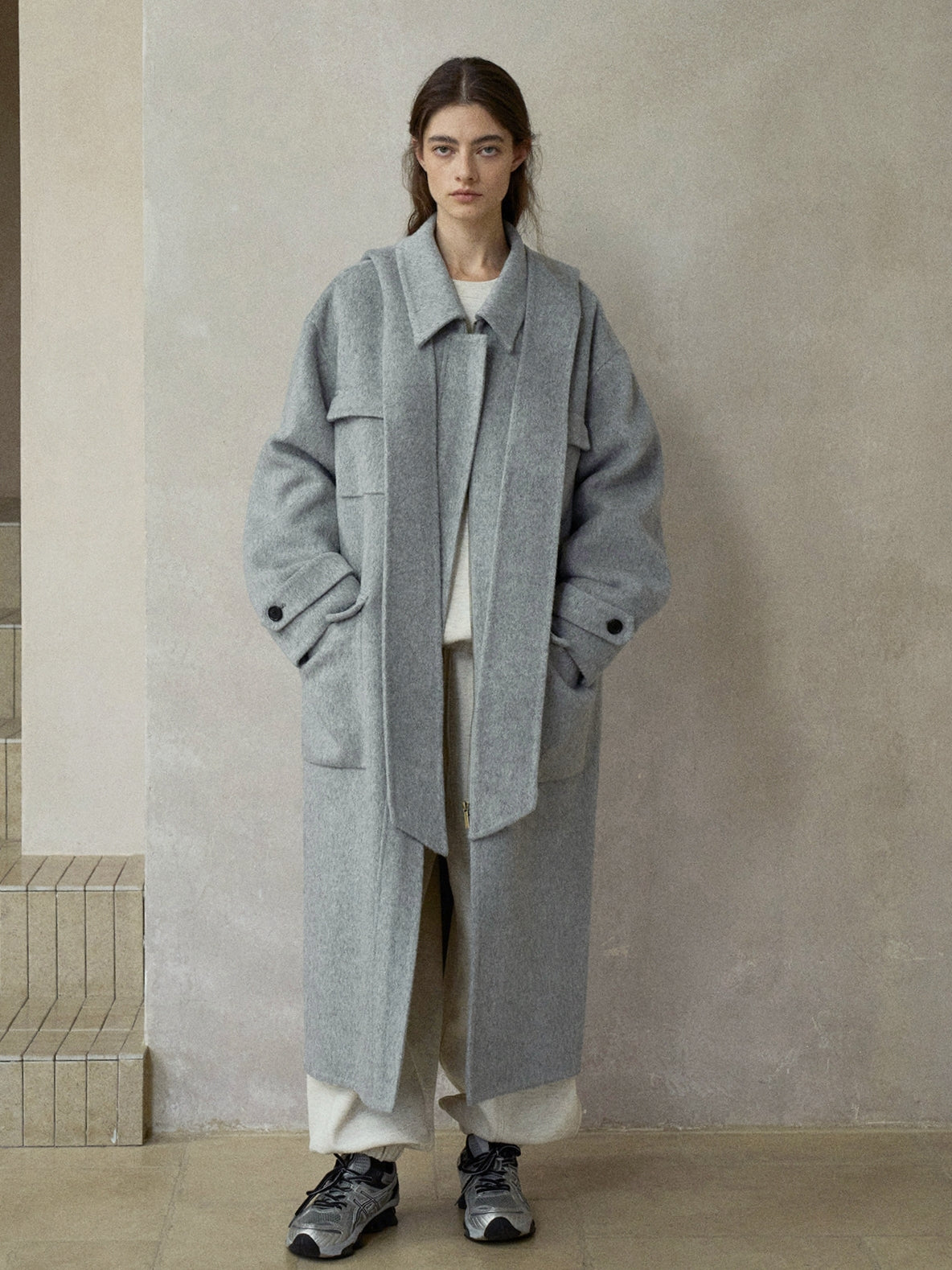 【PRE ORDER】シルクブレンドフードショール付きジップコート