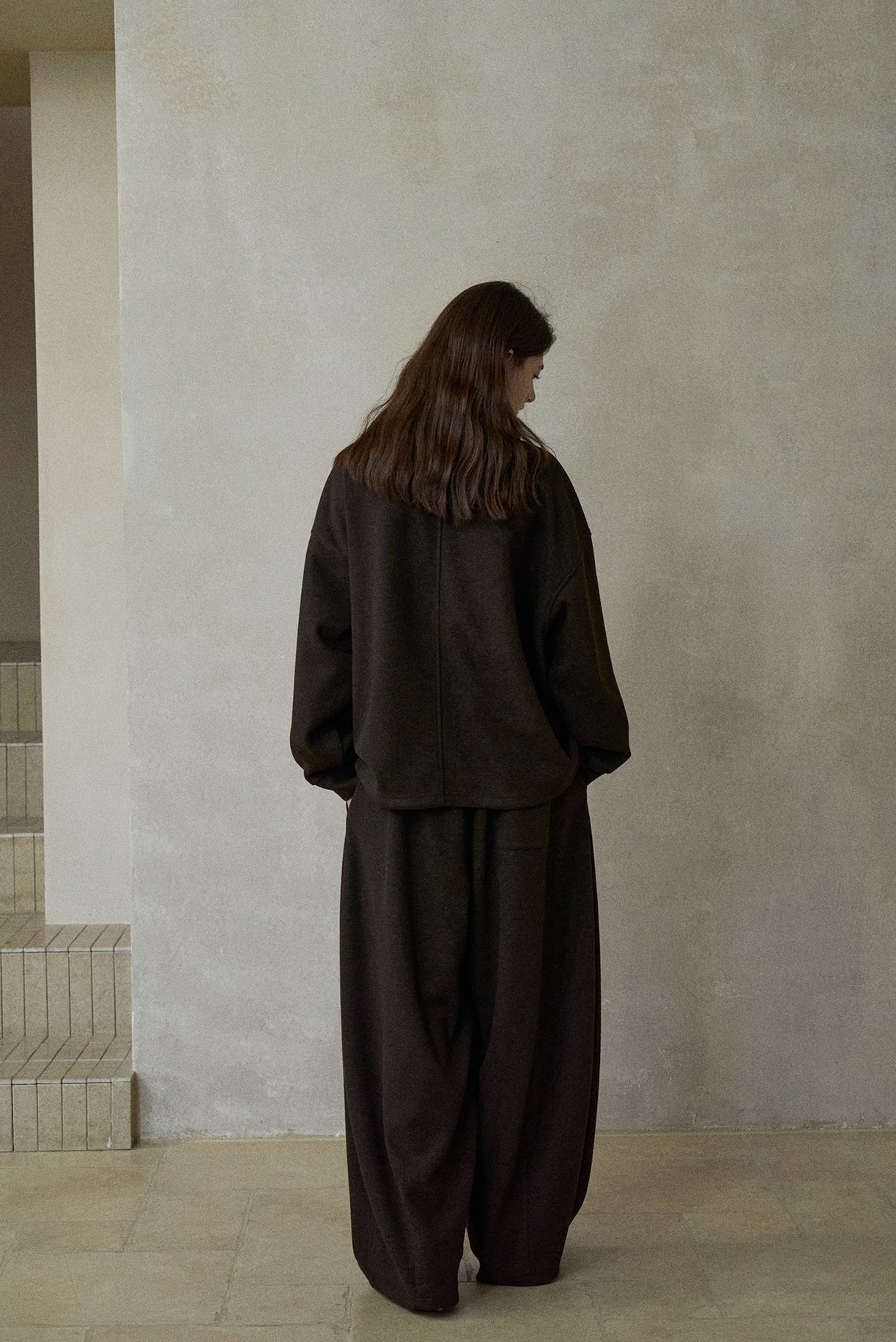 ウール混カーブセンターラインワイドイージーパンツ【セットアップ可】