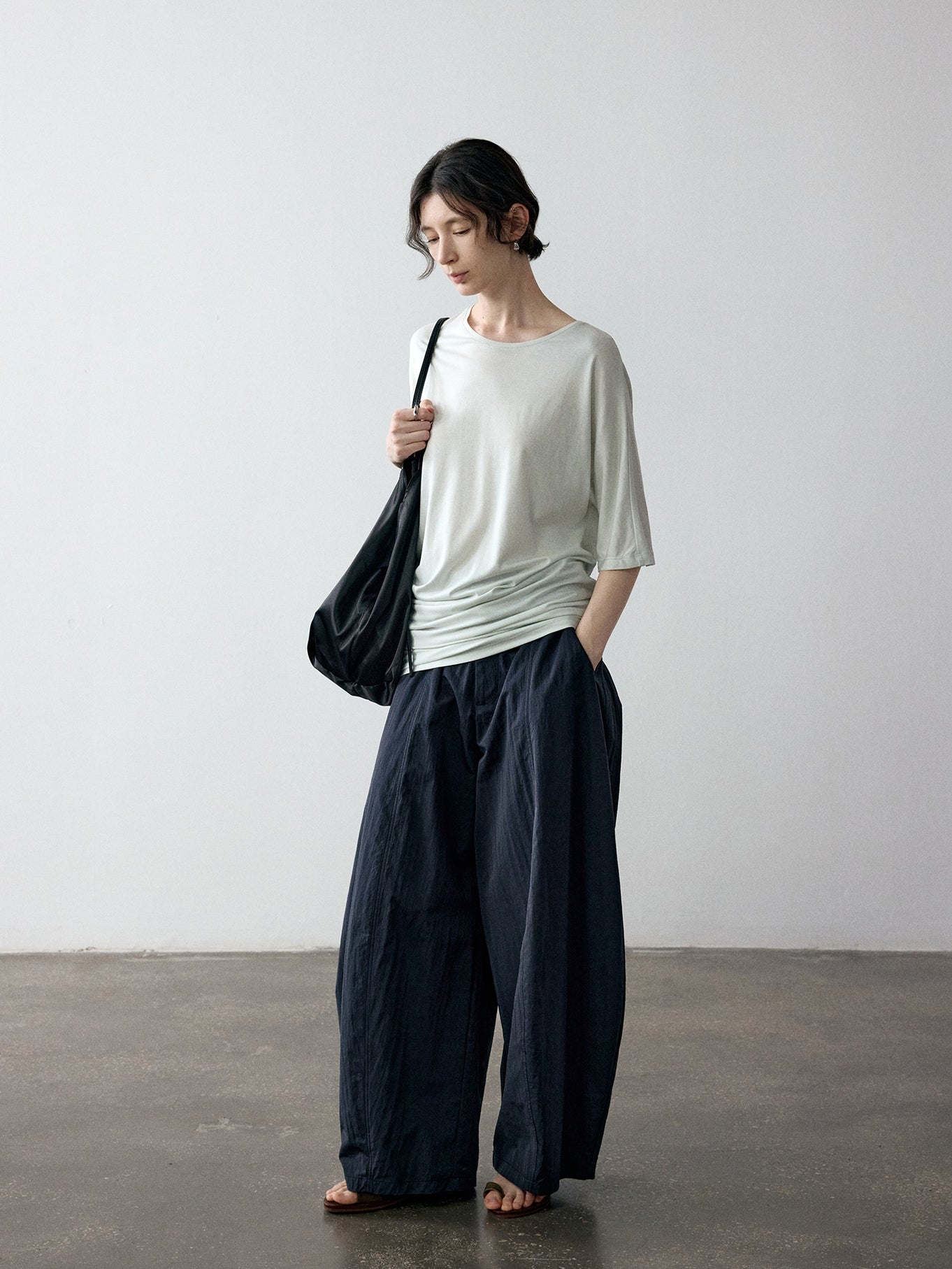 ワッシャー加工ワイドパンツ