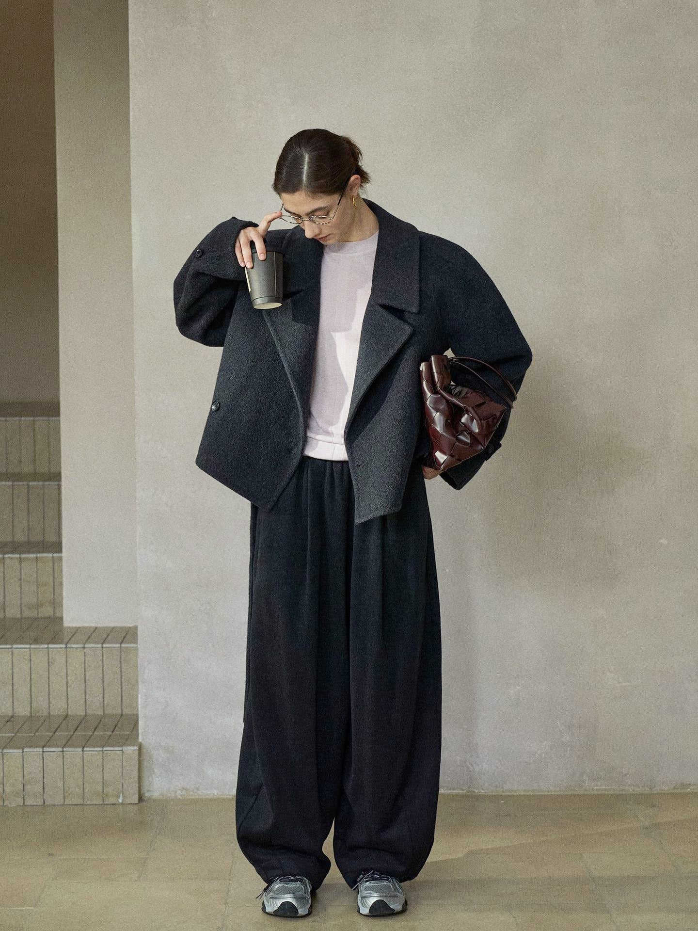 【PRE ORDER】キャメル シルク混 ビッグカラーショートコート