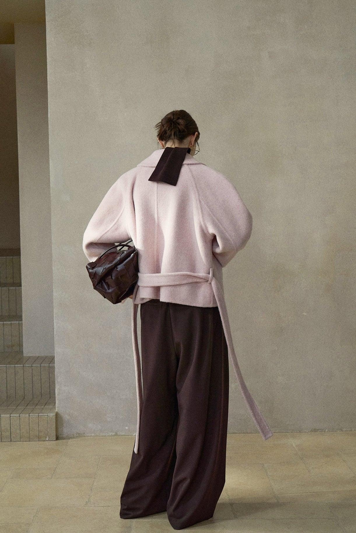 【PRE ORDER】キャメル シルク混 ビッグカラーショートコート