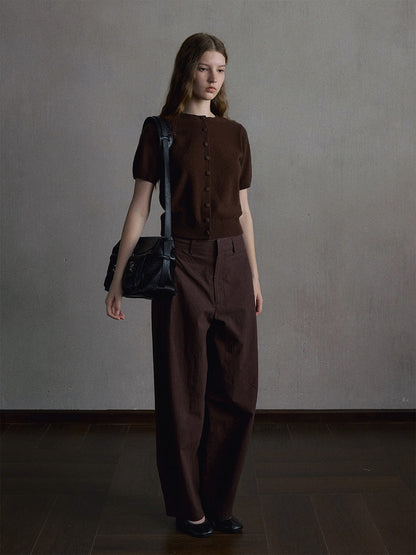 【PRE ORDER】カシミヤシルクブレンドハーフスリーブニットカーディガン