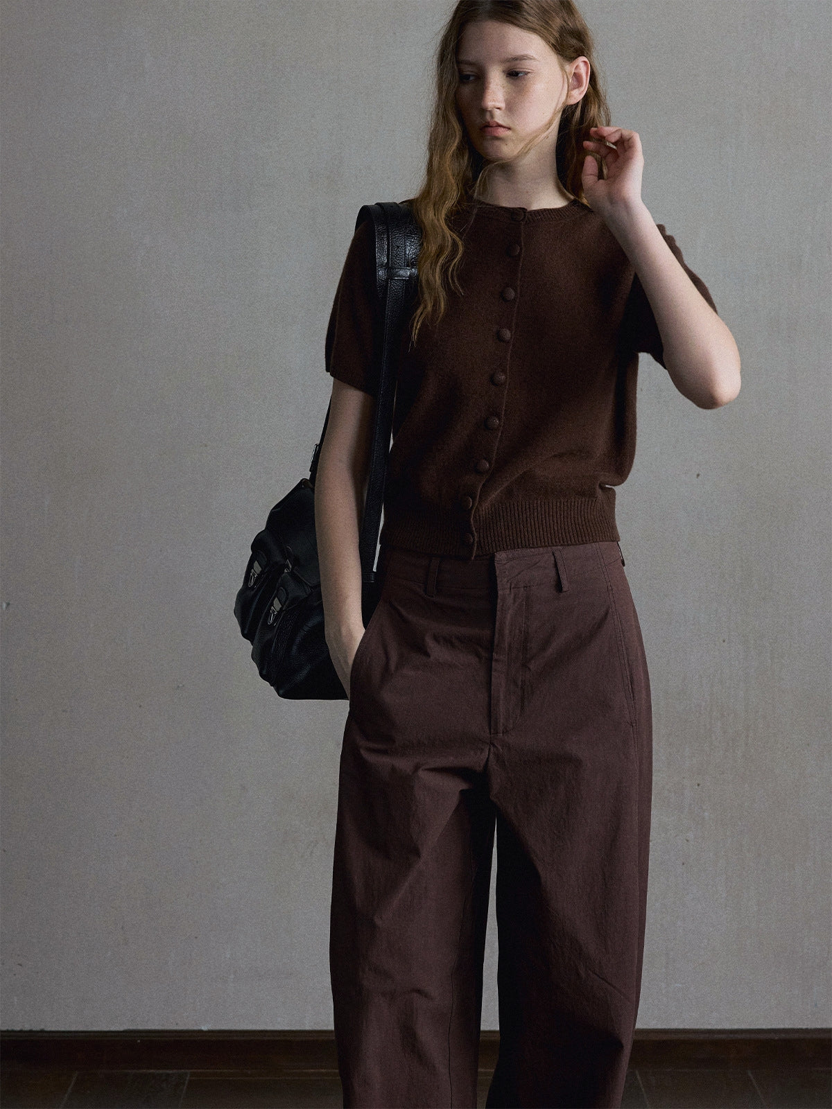 【PRE ORDER】カシミヤシルクブレンドハーフスリーブニットカーディガン