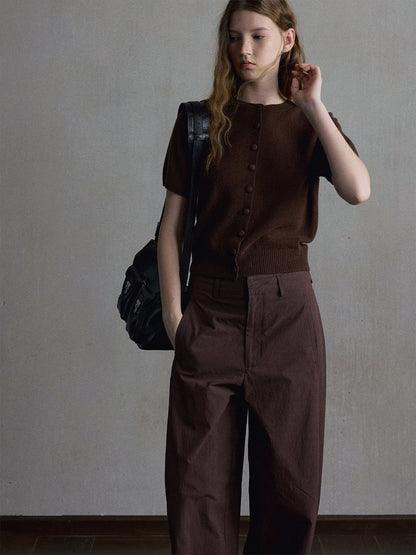 【PRE ORDER】カシミヤシルクブレンドハーフスリーブニットカーディガン