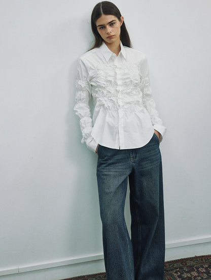 【PRE ORDER】ギャザーシャーリングブラウス