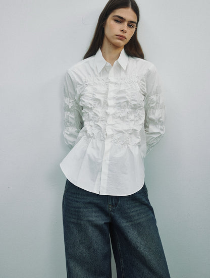 【PRE ORDER】ギャザーシャーリングブラウス