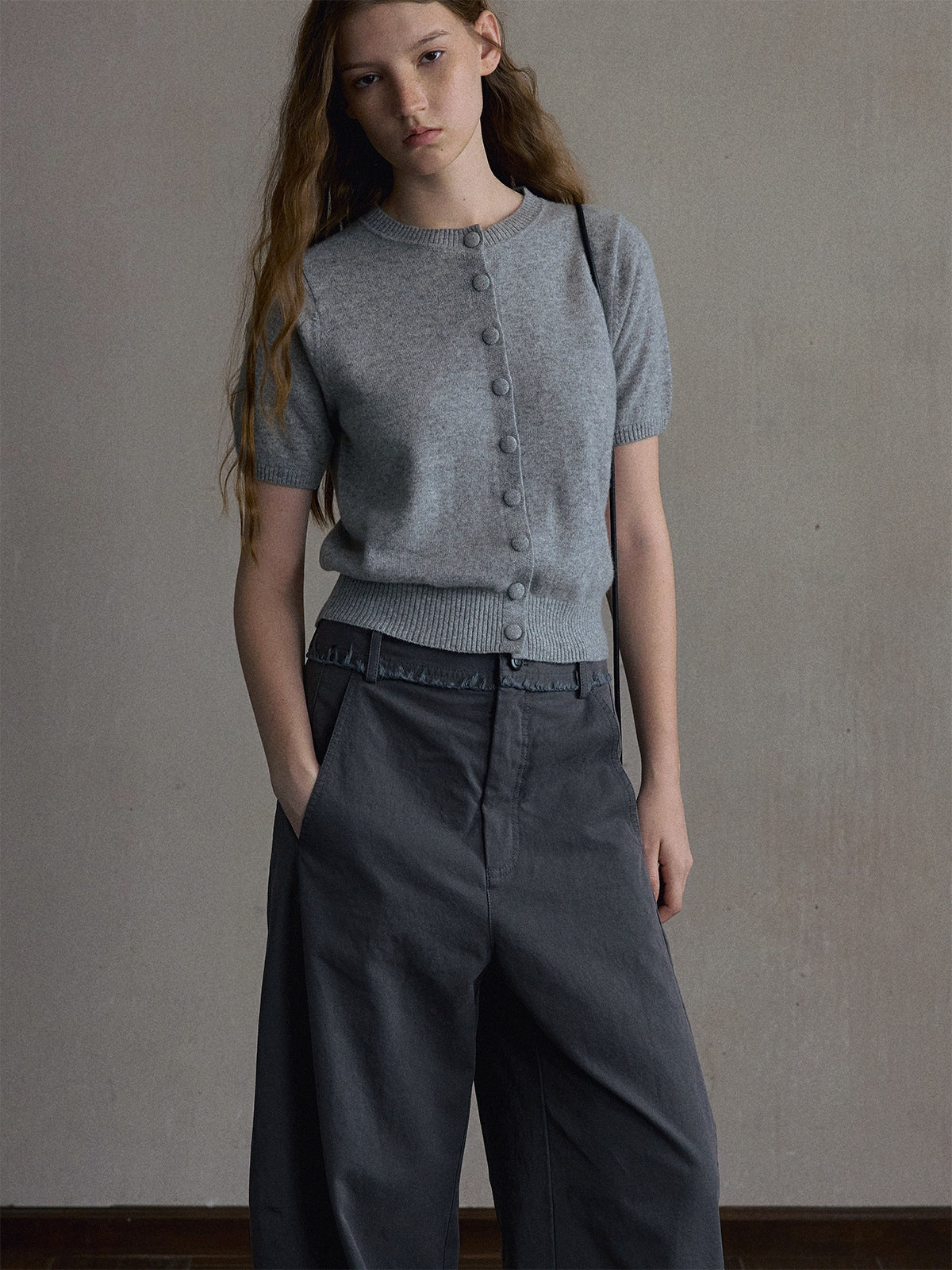 【PRE ORDER】カシミヤシルクブレンドハーフスリーブニットカーディガン