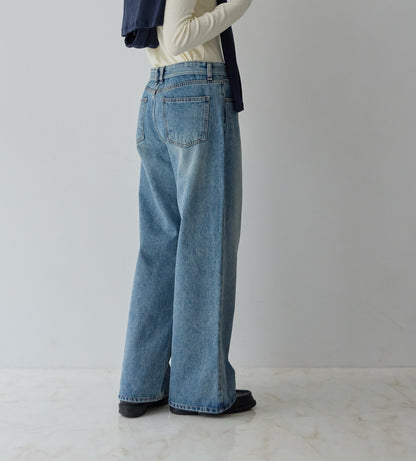 【POPUP】ウエスト折り返しワイドデニムパンツ