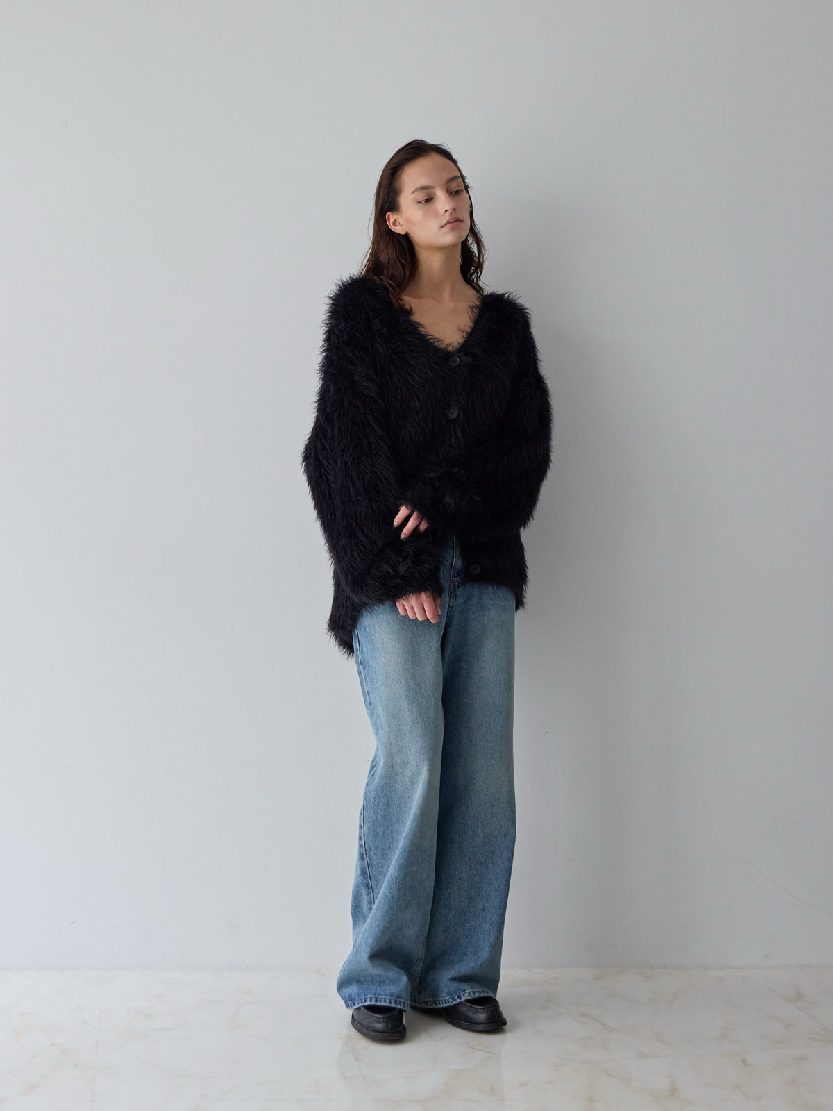 【POPUP】ウエスト折り返しワイドデニムパンツ