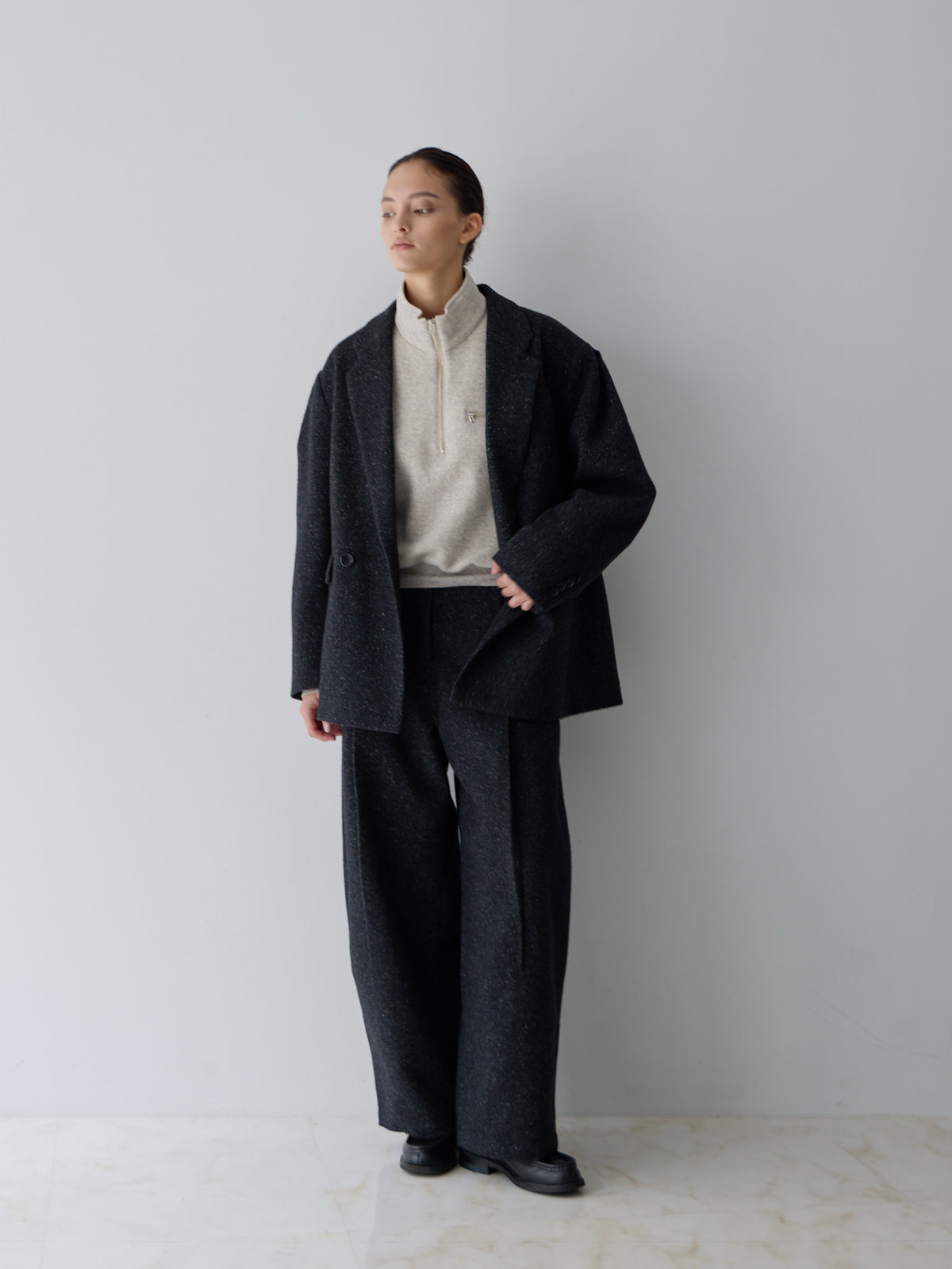 【COMING SOON】シルクネップハイウエストタックカーブパンツ【セットアップ可】