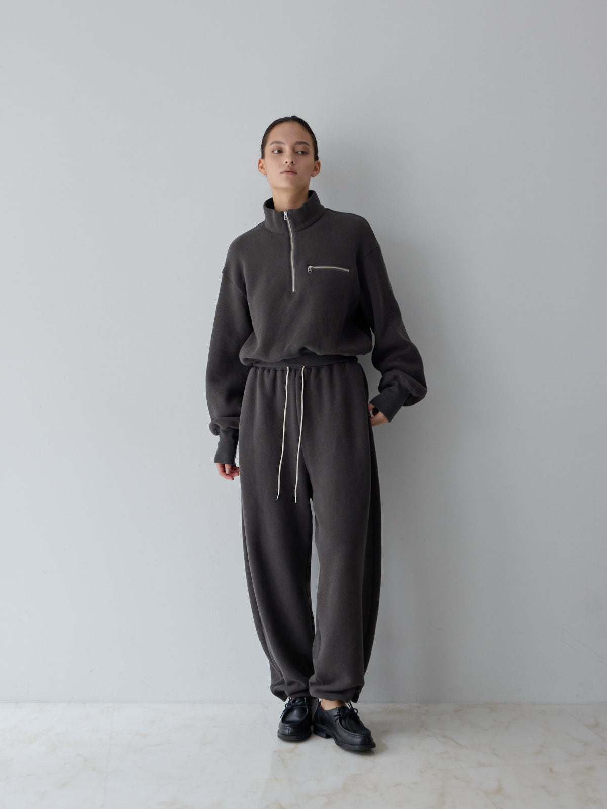 【COMING SOON】リヨセルコットン裏毛ハーフジップスウェットプルオーバー【セットアップ可】