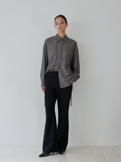 【POPUP】カットオフカラーストリングルーズシャツ