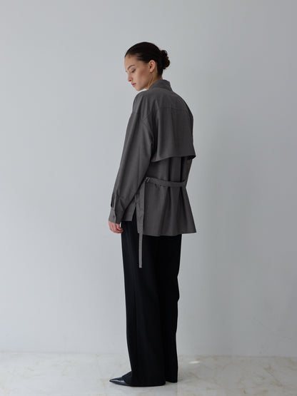 【POPUP】カットオフカラーストリングルーズシャツ