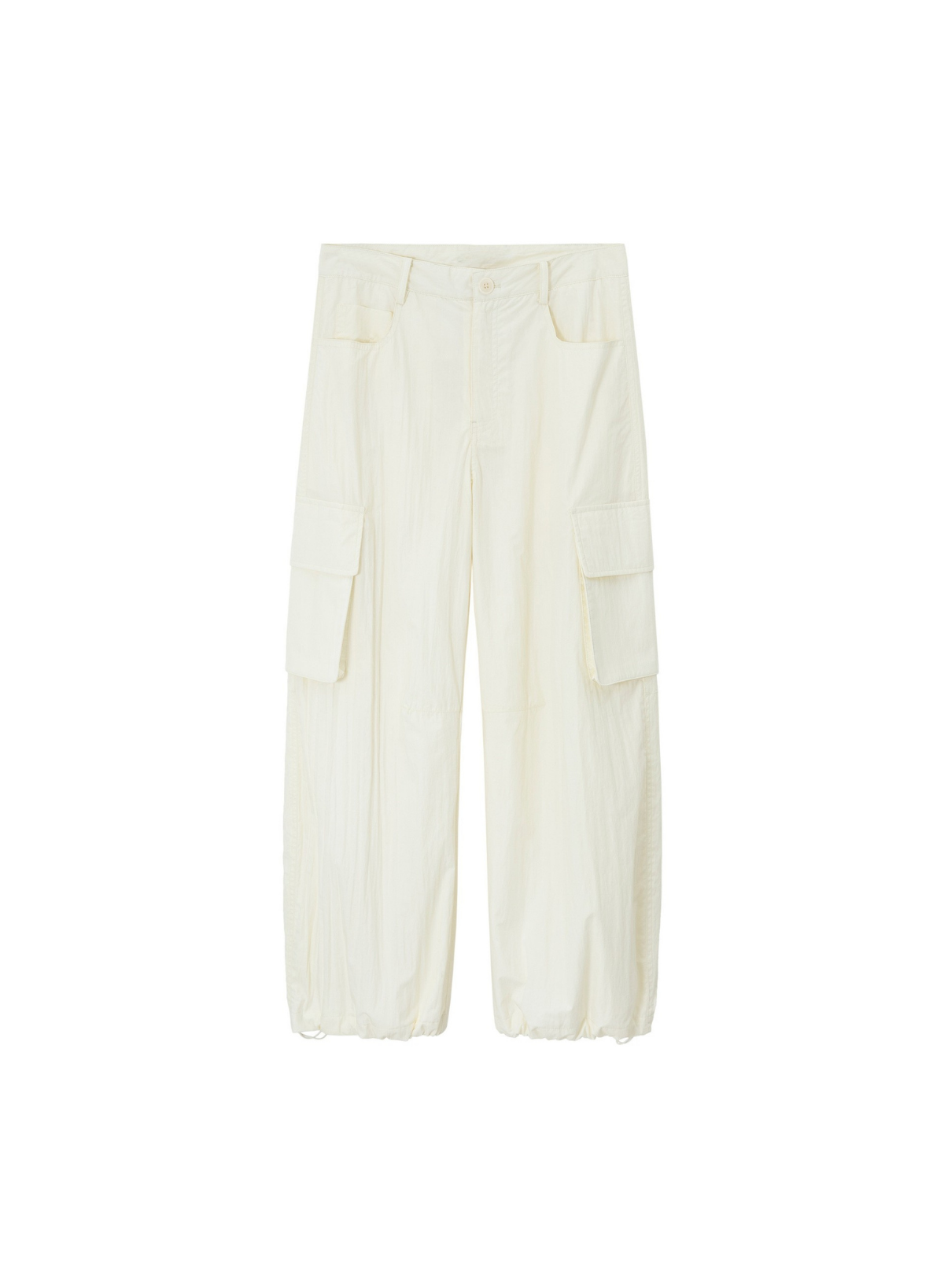 ドローストリングナイロンワイドカーゴパンツ