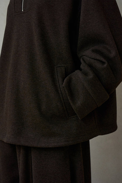 ウール混ドローストリングハーフジッププルオーバー【セットアップ可】