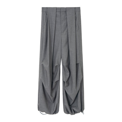 サイドタックドローストリングワイドパンツ