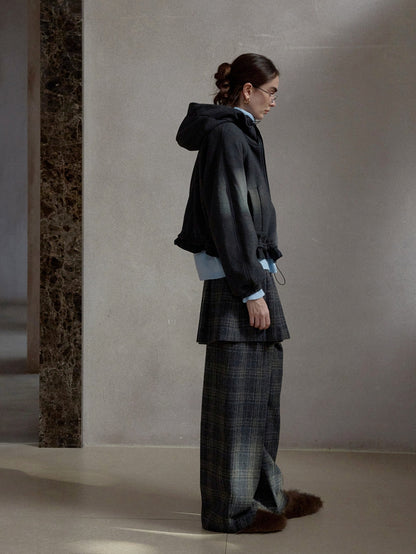 チェックレイヤードスカートパンツ【取り外し可】