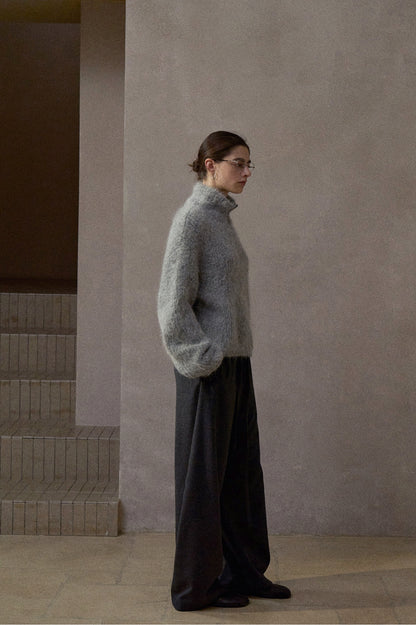 アルパカブレンドハーフジップニットプルオーバー