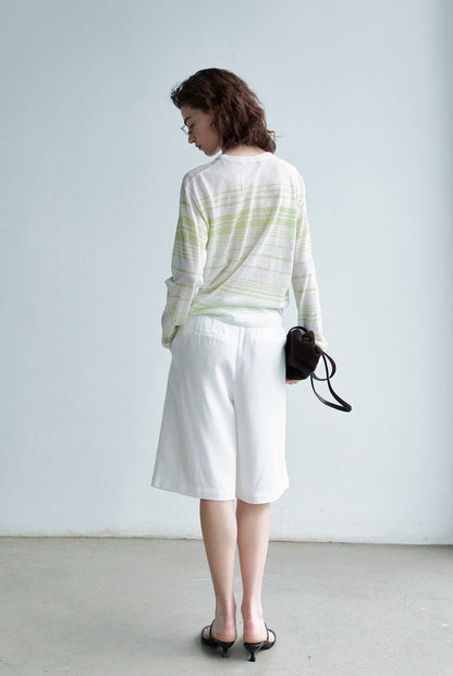 【PRE ORDER】リネンレーヨンシアーボーダーロンT