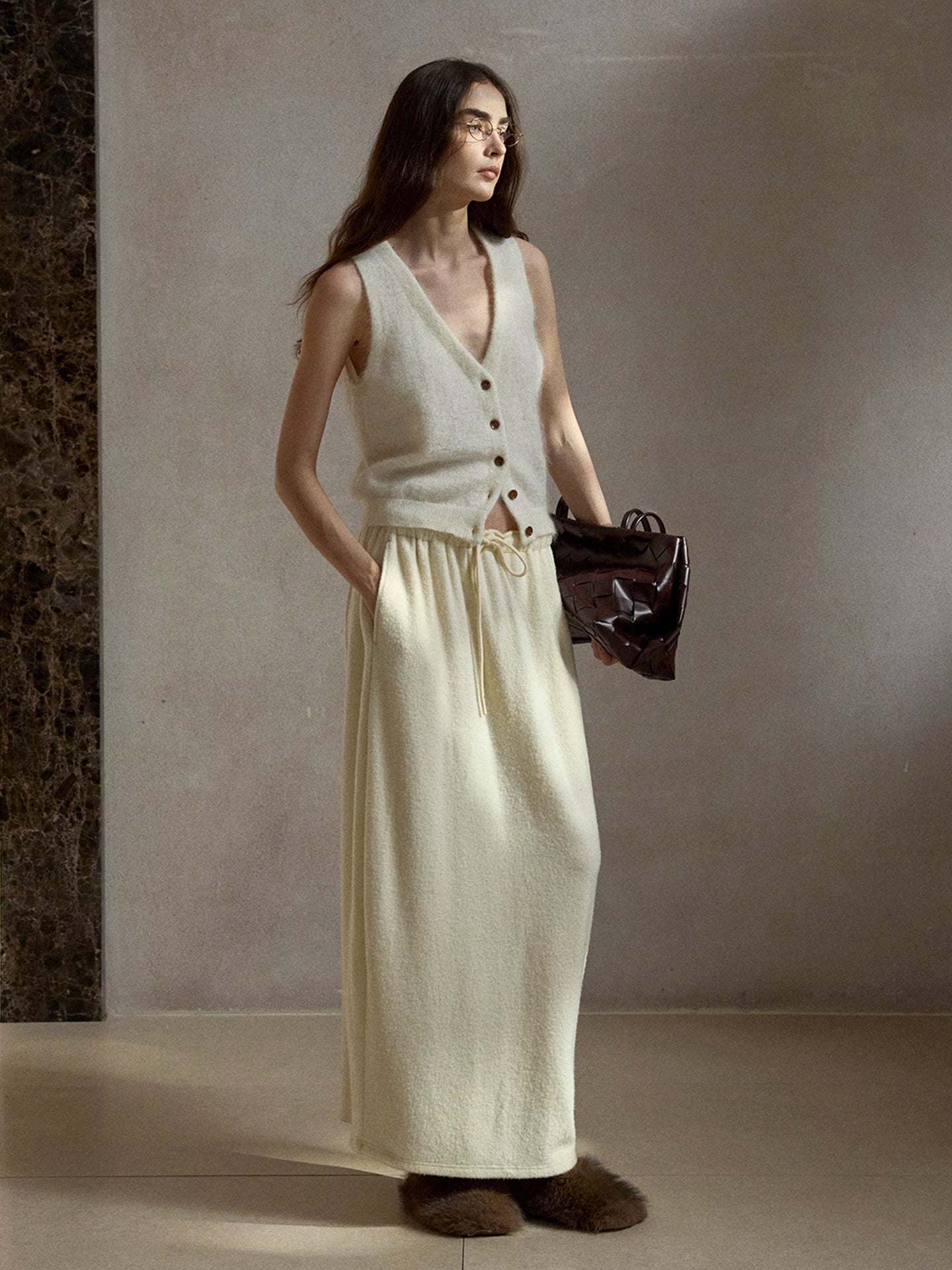 モヘアブレンドニットベスト