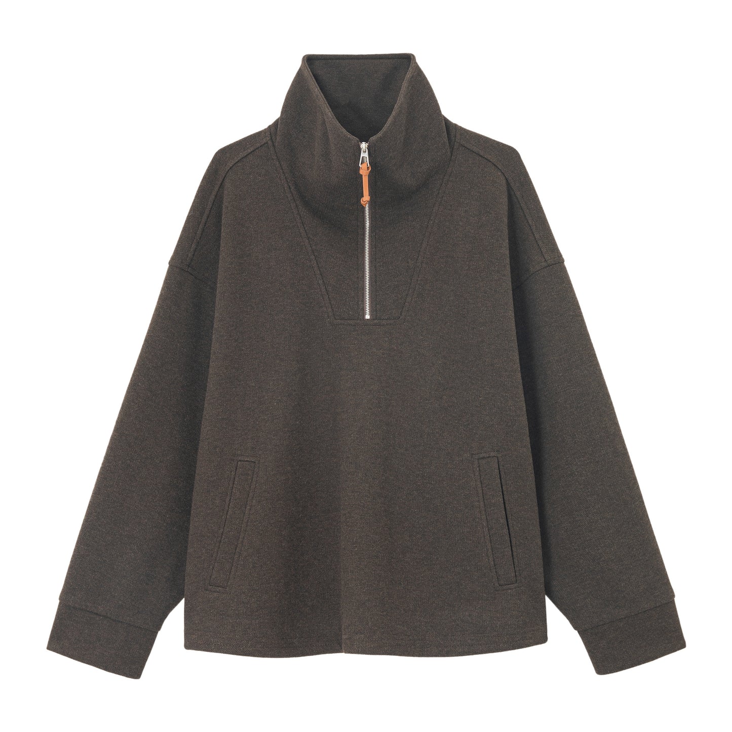 ウール混ドローストリングハーフジッププルオーバー【セットアップ可】