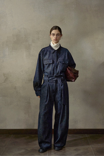 起毛ベルトタックワイドパンツ【セットアップ可】