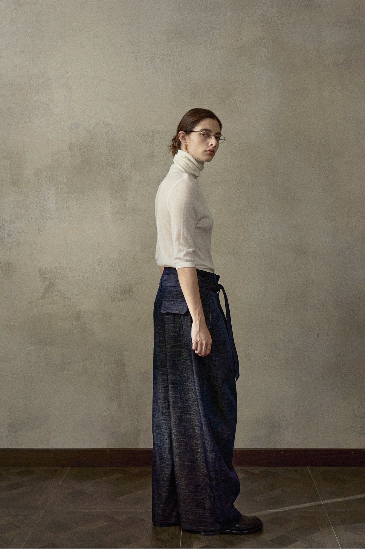 起毛ベルトタックワイドパンツ【セットアップ可】