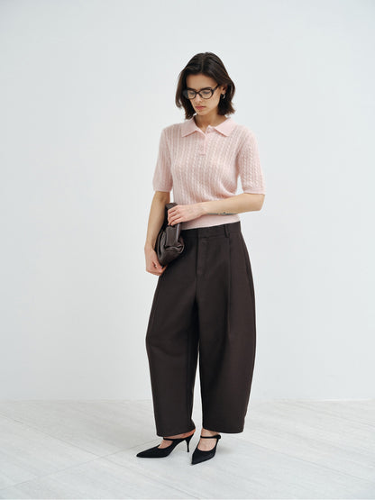 【COMING SOON】アルパカブレンド ケーブル編みポロニットプルオーバー