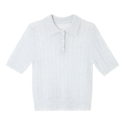 【COMING SOON】アルパカブレンド ケーブル編みポロニットプルオーバー