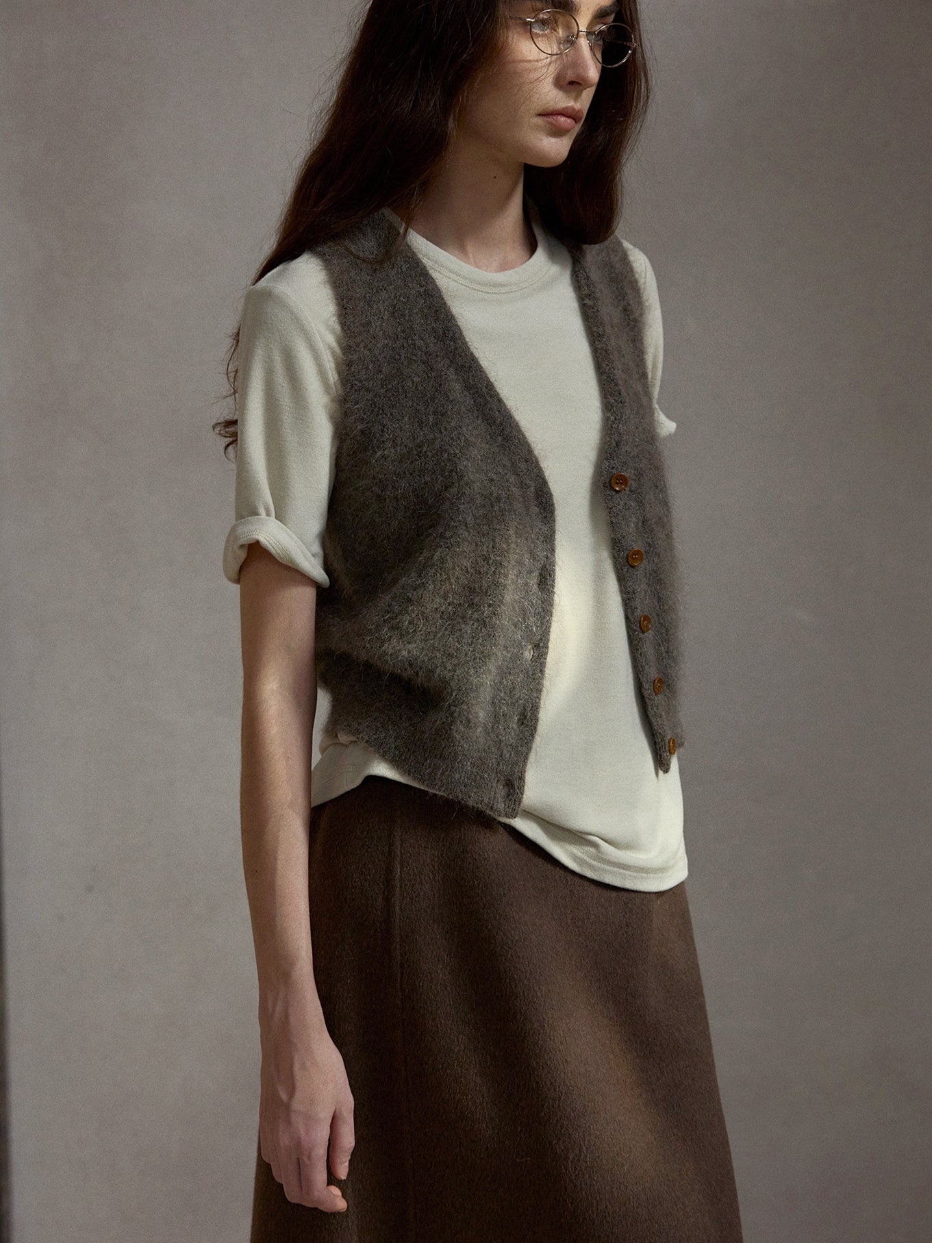 モヘアブレンドニットベスト