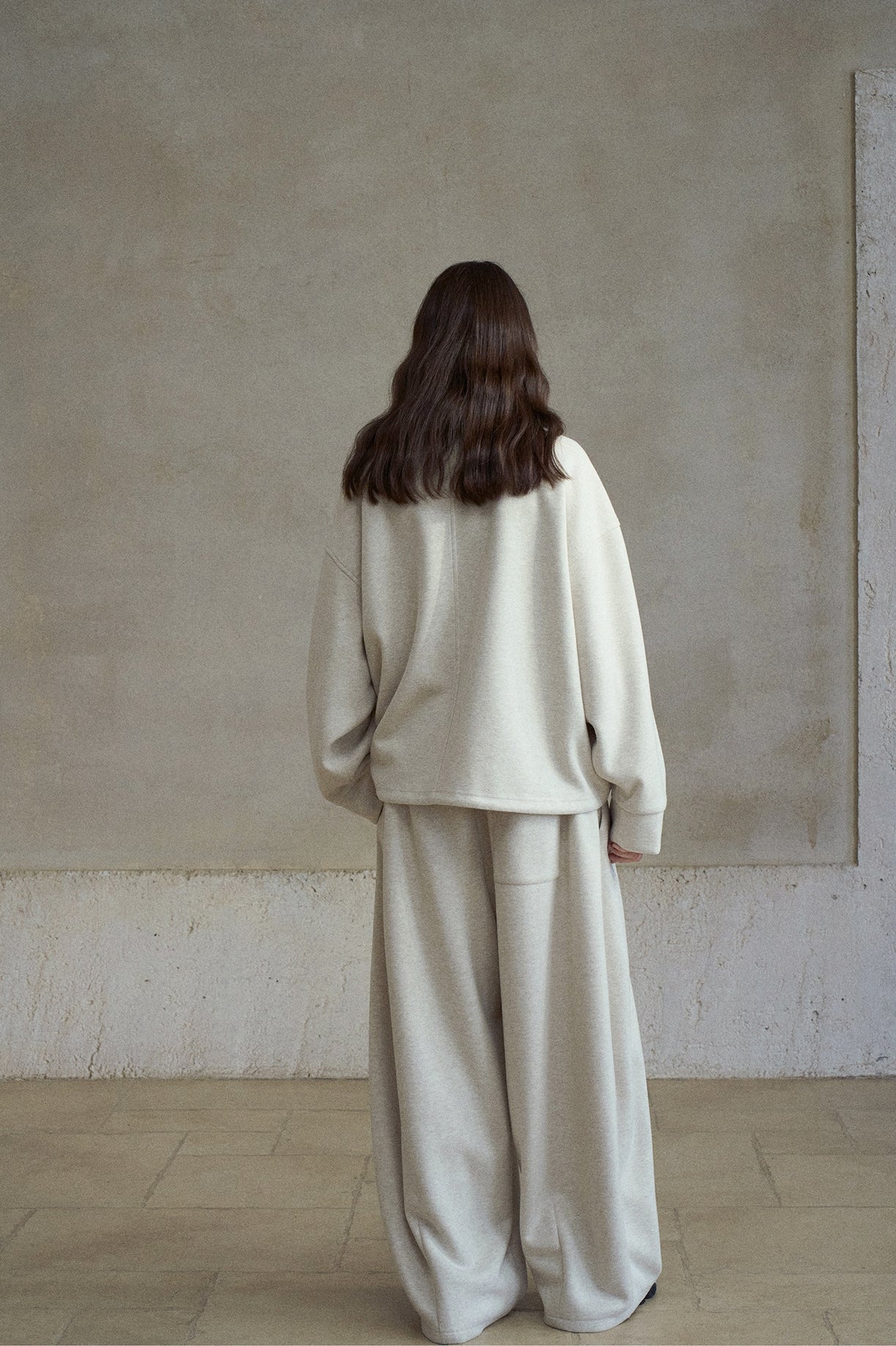 ウール混カーブセンターラインワイドイージーパンツ【セットアップ可】