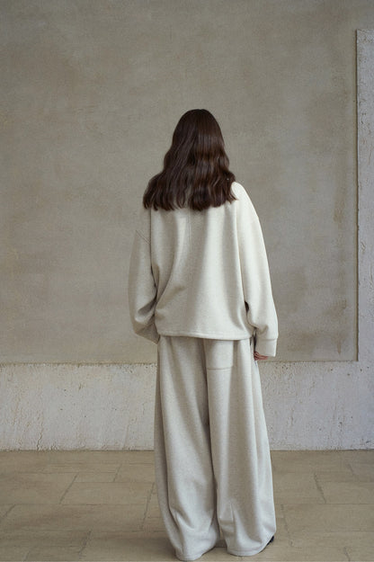 ウール混カーブセンターラインワイドイージーパンツ【セットアップ可】