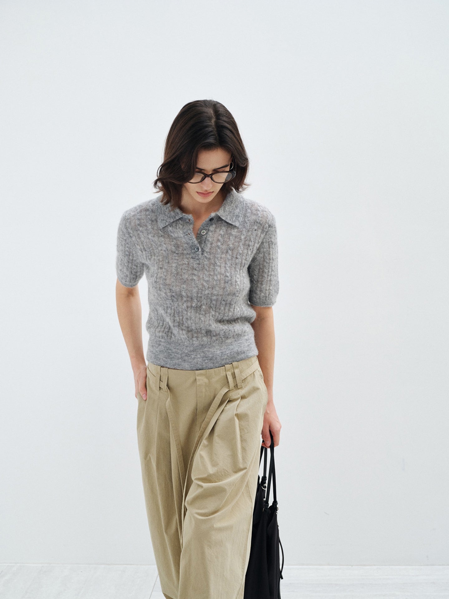 【COMING SOON】アルパカブレンド ケーブル編みポロニットプルオーバー