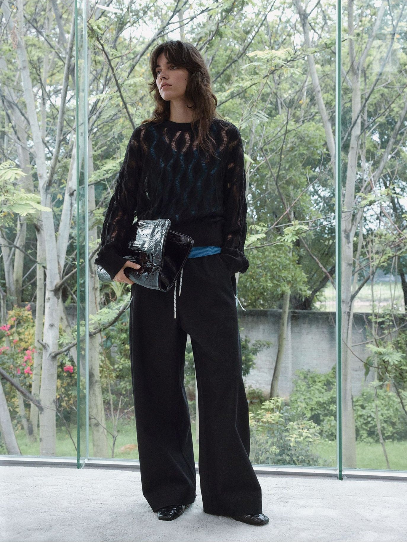 アルパカウール混 ダイヤ柄シアーニットプルオーバー