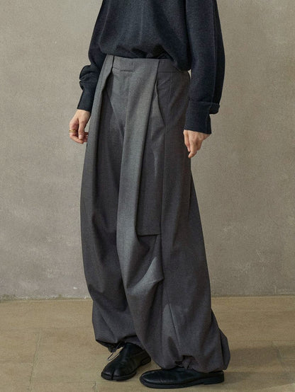 サイドタックドローストリングワイドパンツ