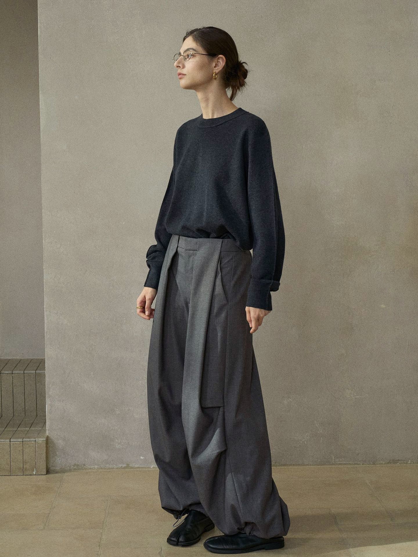 サイドタックドローストリングワイドパンツ