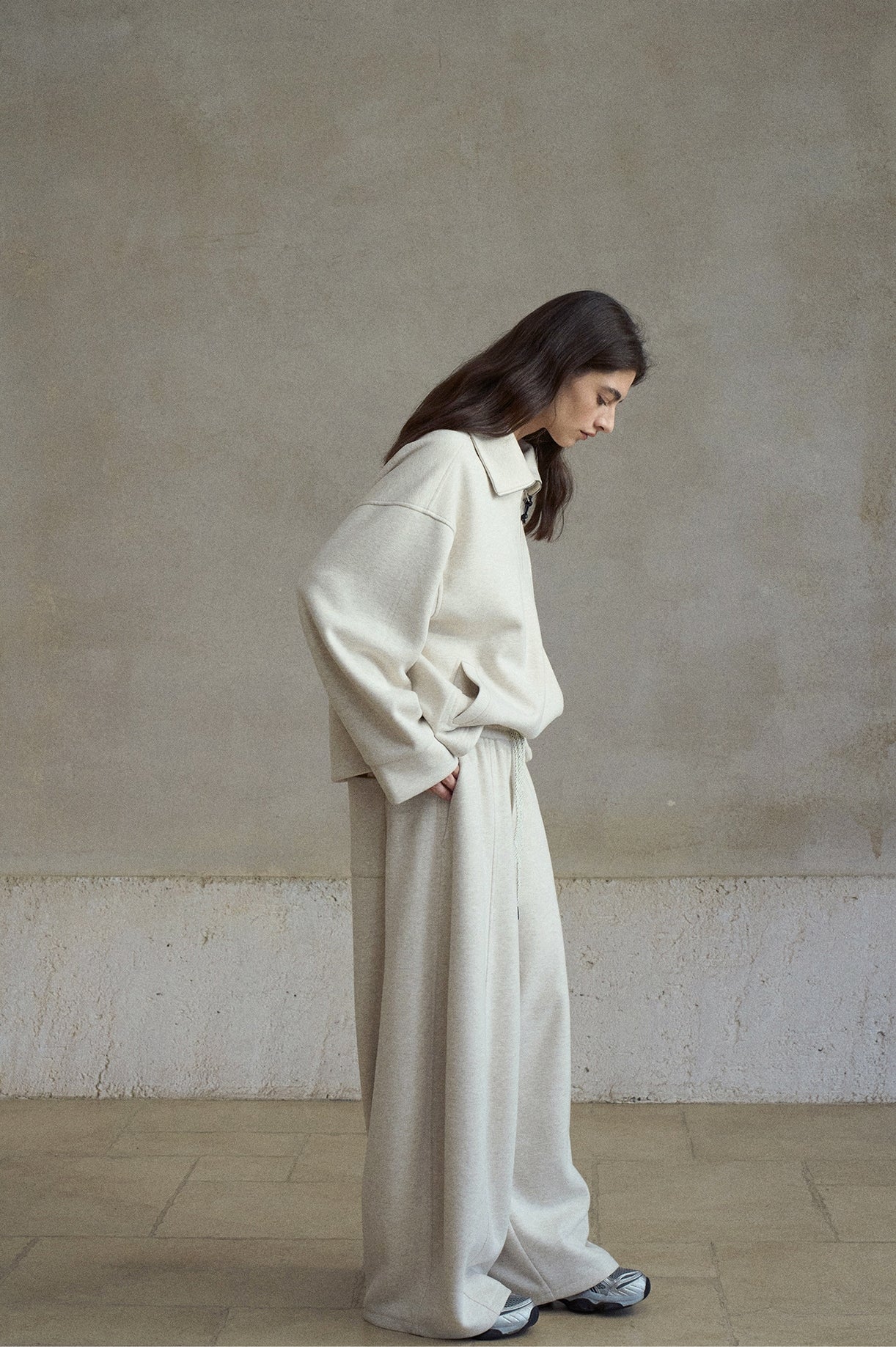 ウール混カーブセンターラインワイドイージーパンツ【セットアップ可】