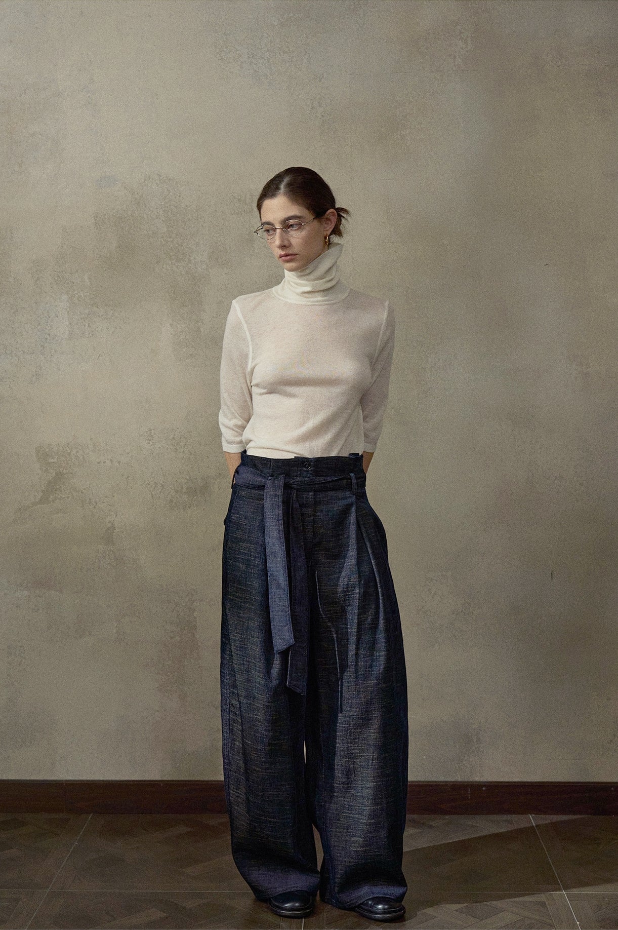 起毛ベルトタックワイドパンツ【セットアップ可】