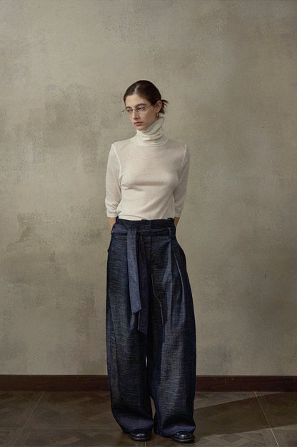 起毛ベルトタックワイドパンツ【セットアップ可】