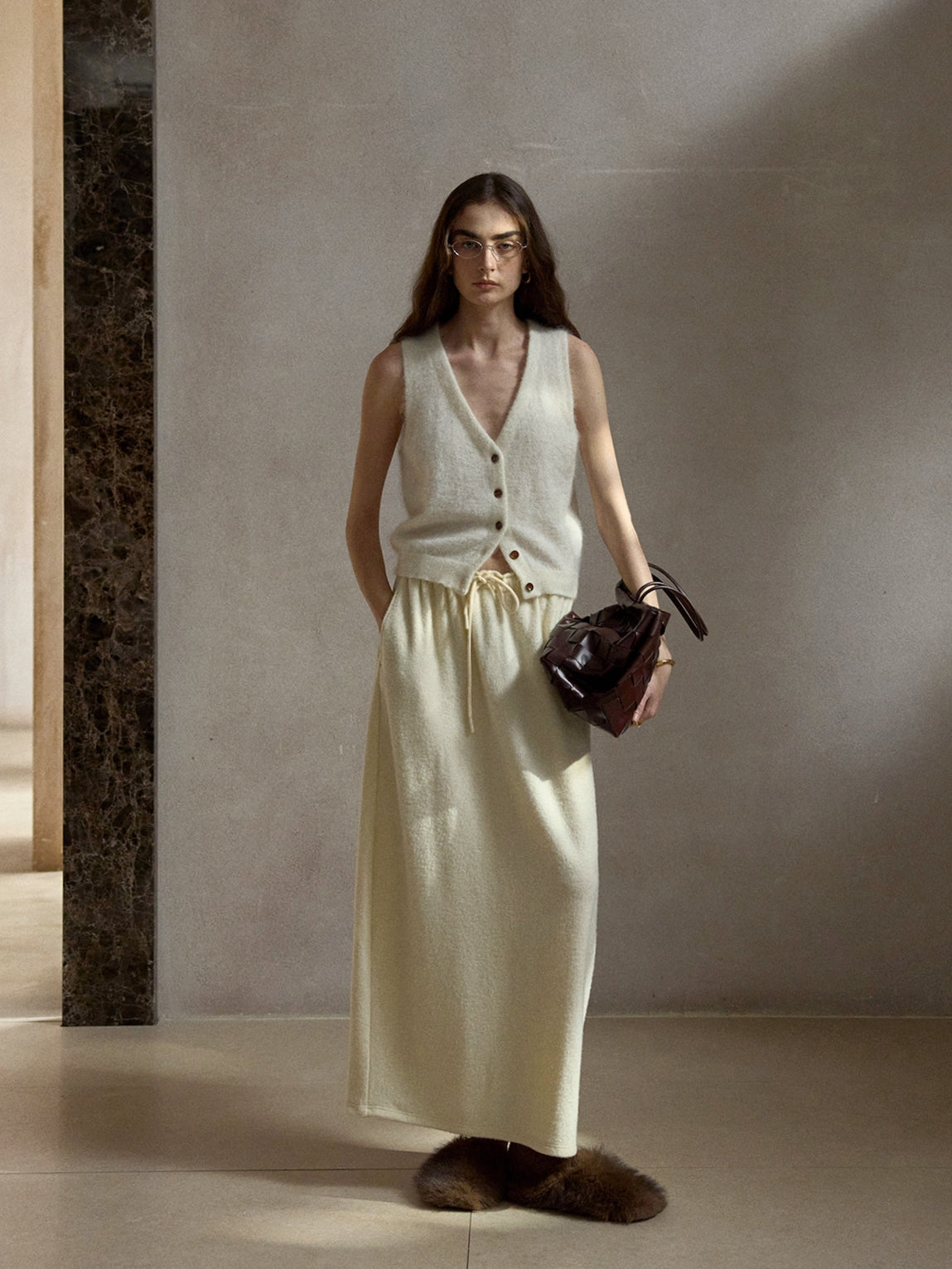 モヘアブレンドニットベスト