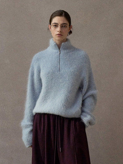 アルパカブレンドハーフジップニットプルオーバー
