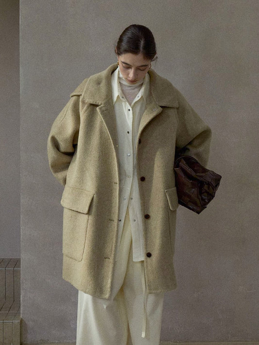 アルパカブレンドスタンドカラーコート