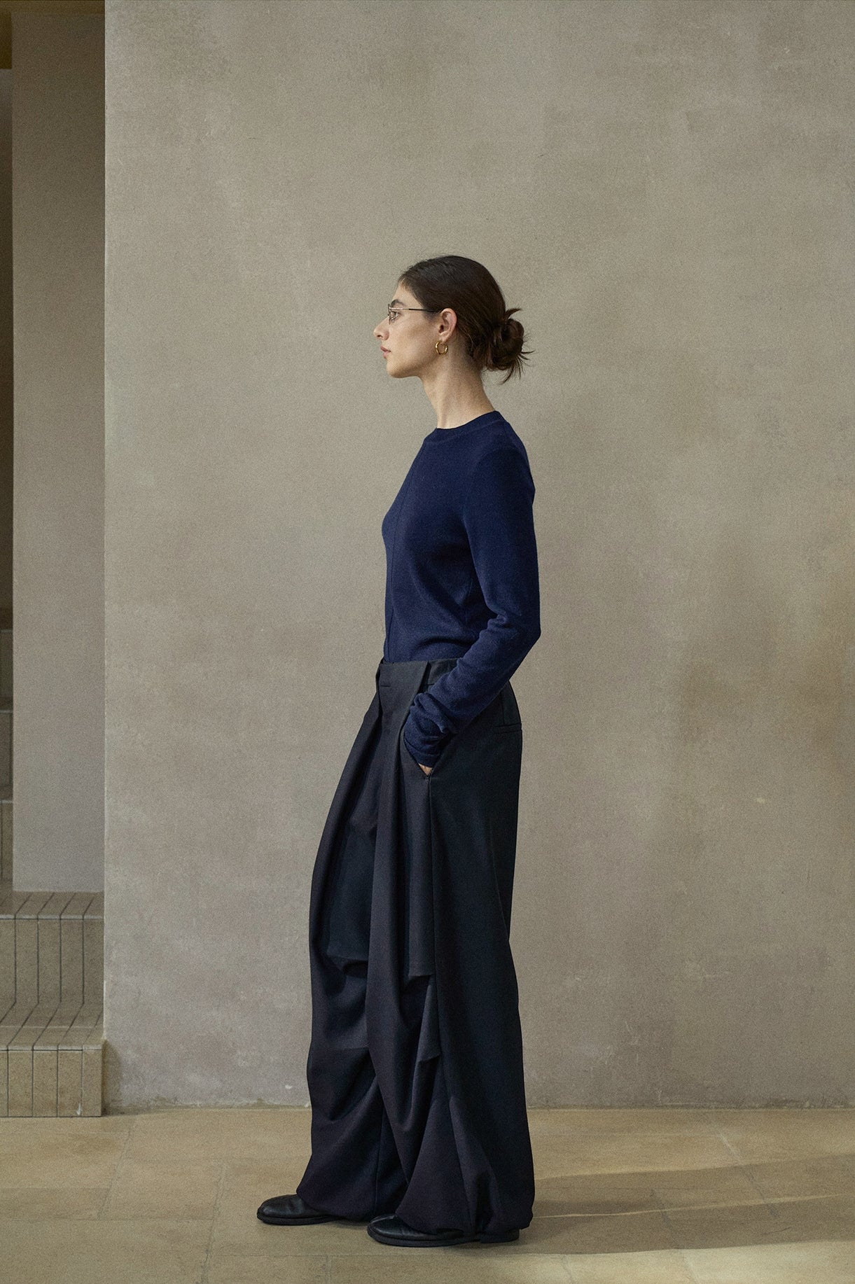 サイドタックドローストリングワイドパンツ