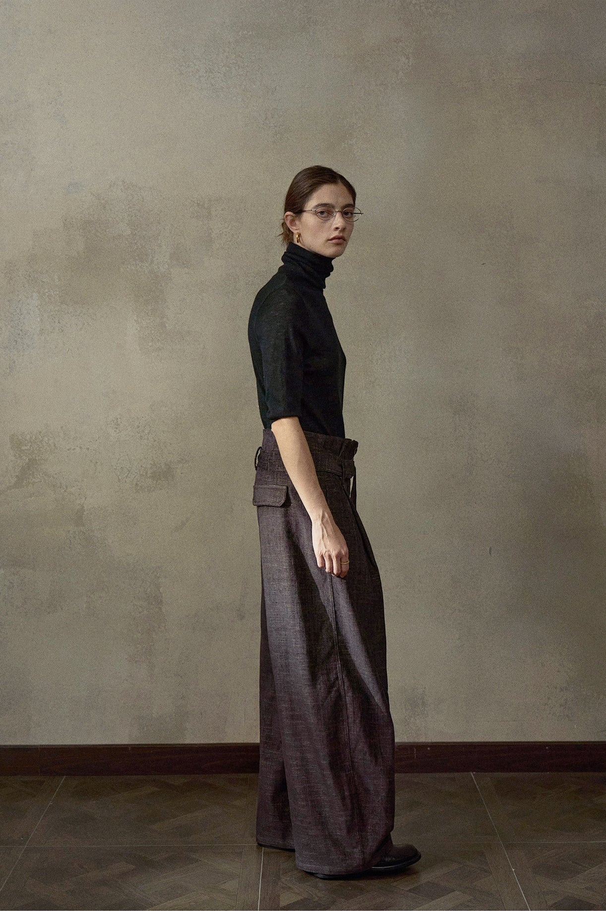 起毛ベルトタックワイドパンツ【セットアップ可】