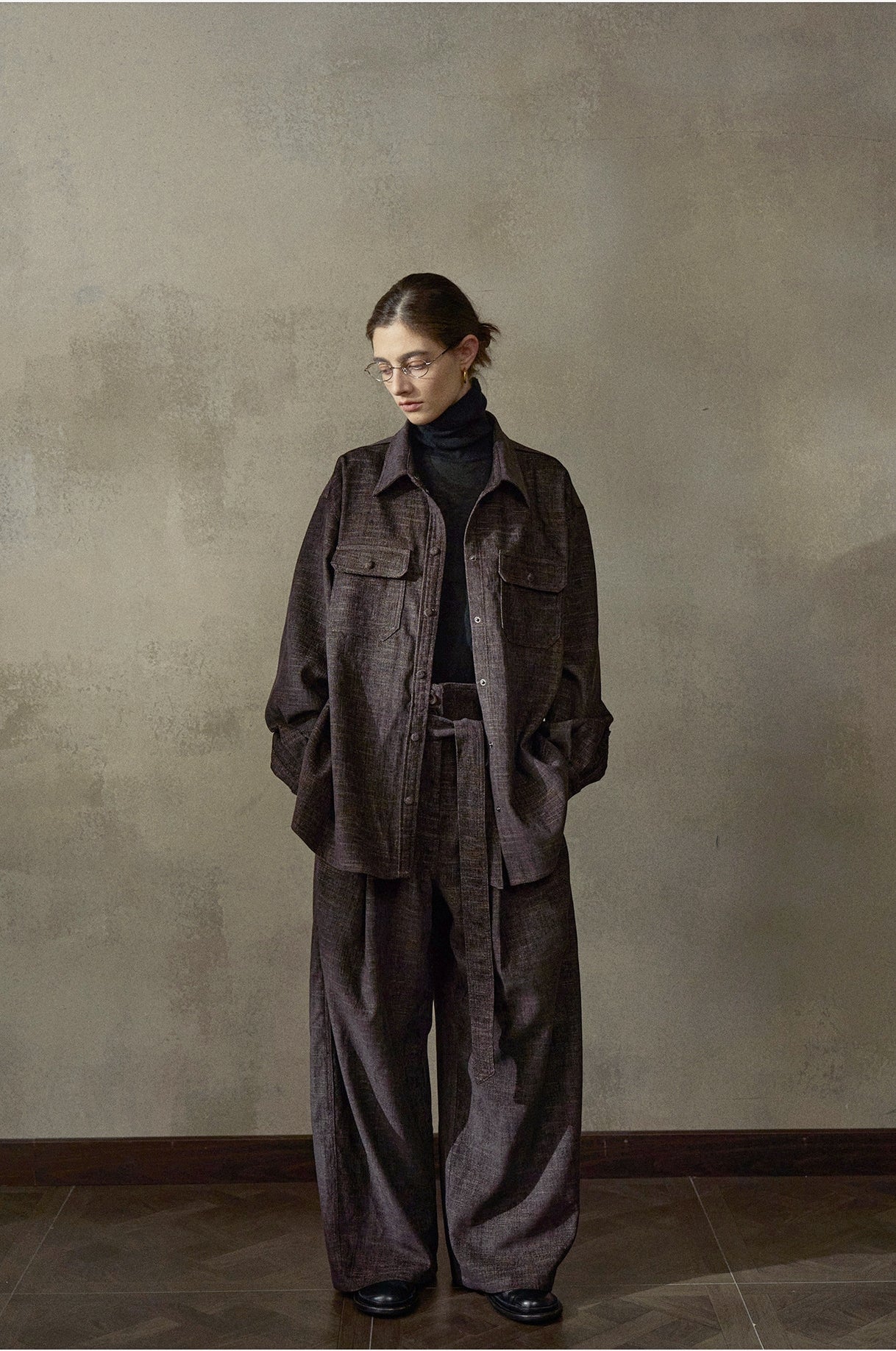 起毛ベルトタックワイドパンツ【セットアップ可】