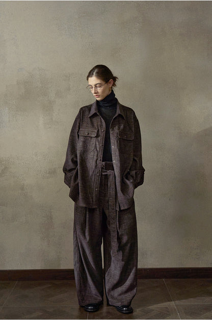 起毛ベルトタックワイドパンツ【セットアップ可】