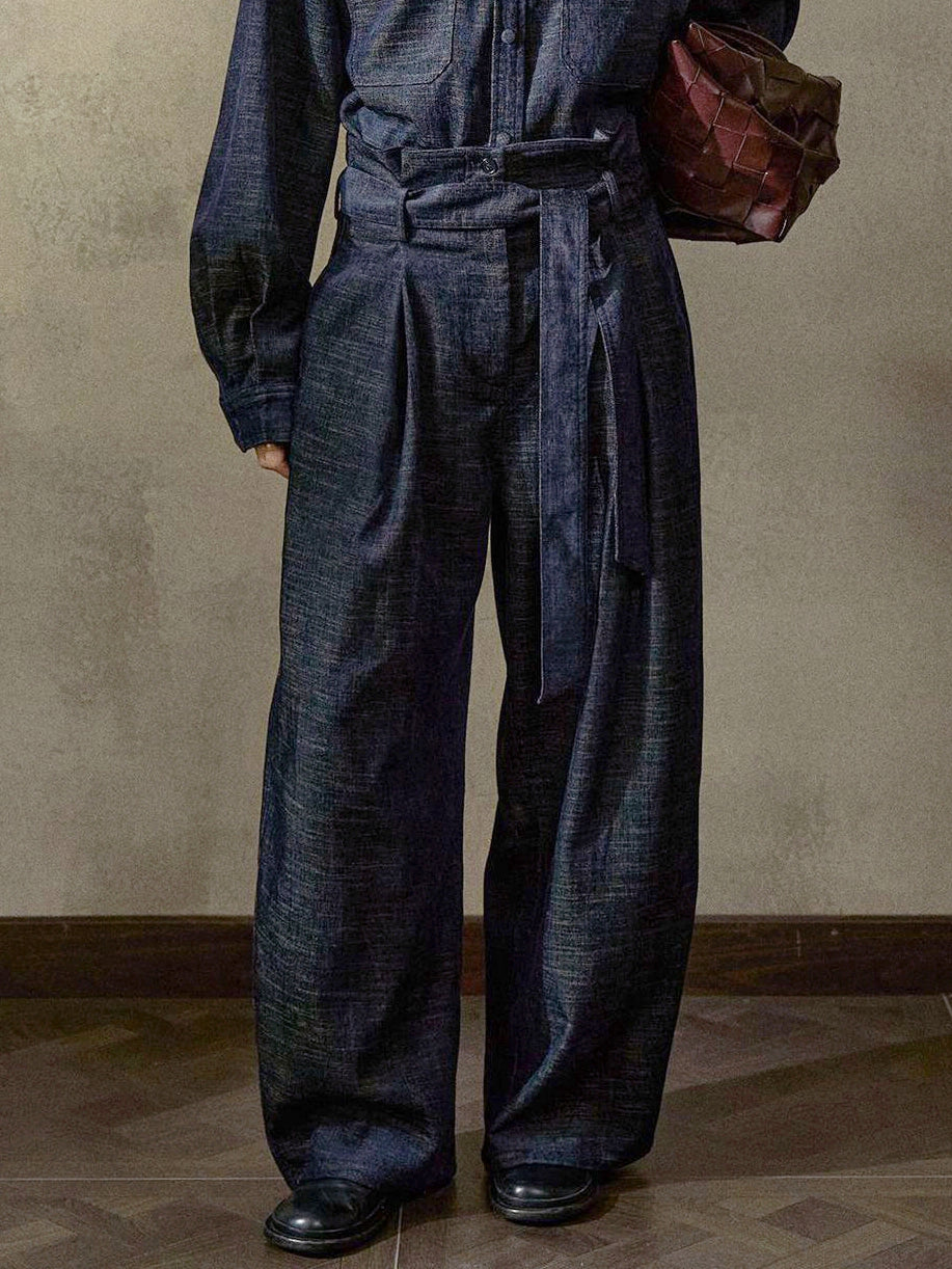 起毛ベルトタックワイドパンツ【セットアップ可】