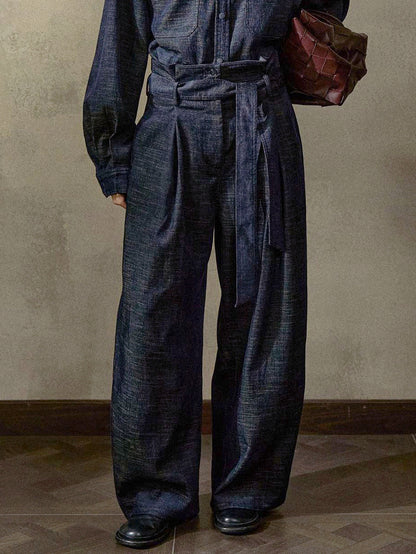 起毛ベルトタックワイドパンツ【セットアップ可】