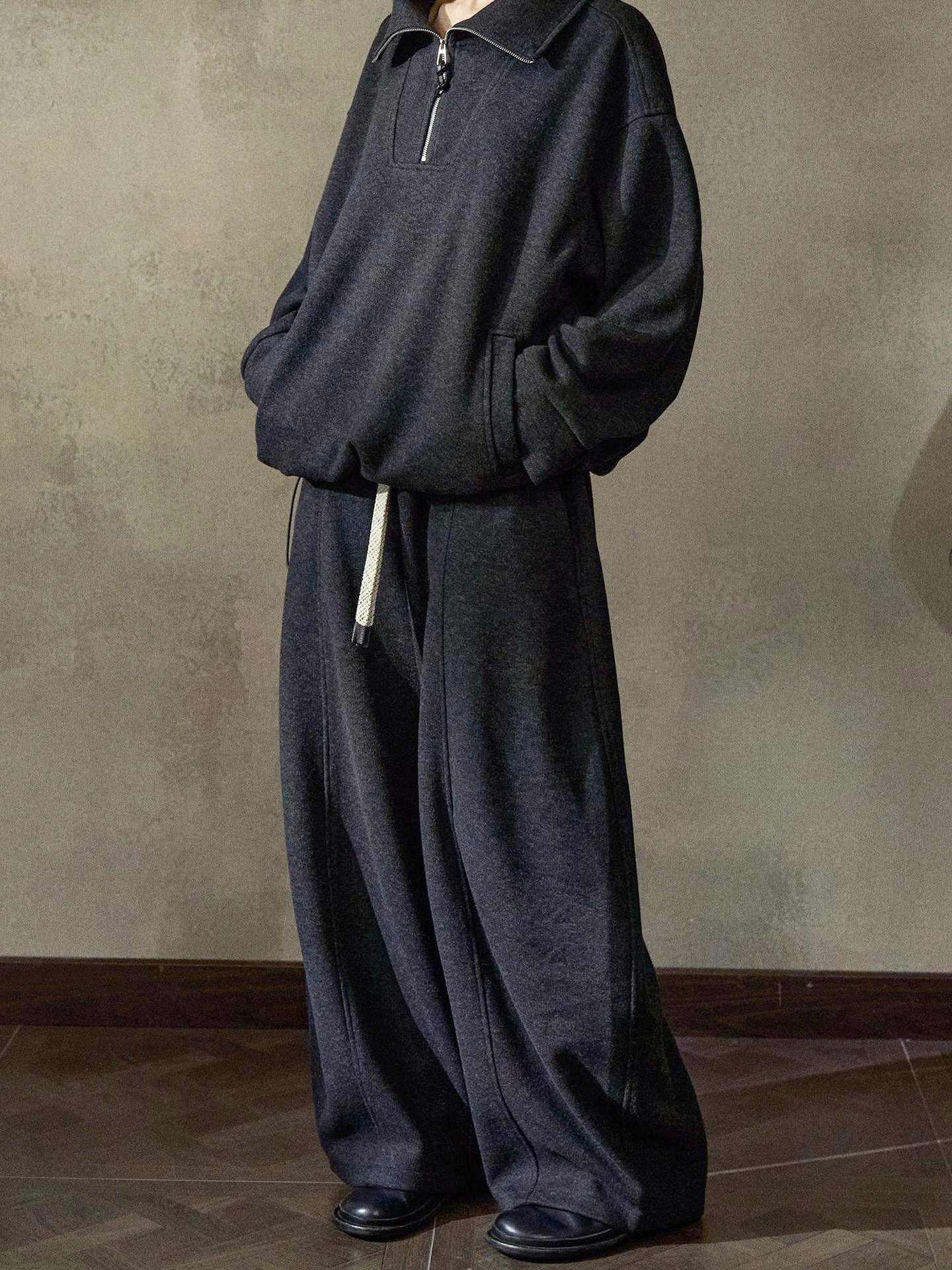 ウール混カーブセンターラインワイドイージーパンツ【セットアップ可】